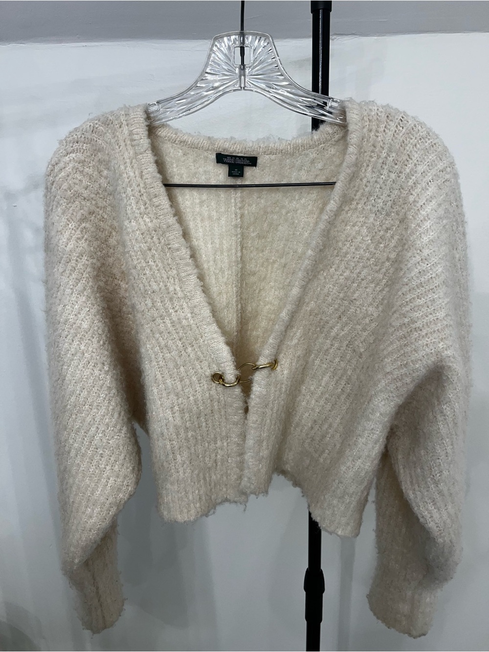Wild Fable Cream Cropped Mohair-Blend Cardigan